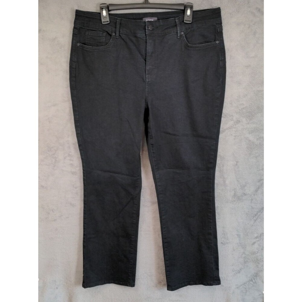 NYDJ Jeans Marilyn Straight Black Lift Tuck Sz 14P Stretch Denim Petite Classic